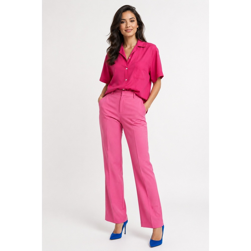 Christian Dior Chemises Vintage Hot Pink Short Sleeve Button Down Shirt Size 12